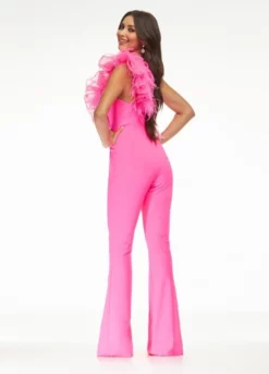 Ashley Lauren 11106 Feather One Shoulder Jumpsuit -Outlet Prom Dresses Store S22 ASH 11106 02 508x705