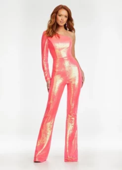 Ashley Lauren 11110 One Shoulder Sequin Jumpsuit 11 Ashley Lauren 11110 One Shoulder Sequin Jumpsuit -Outlet Prom Dresses Store S22 ASH 11110 05 508x705