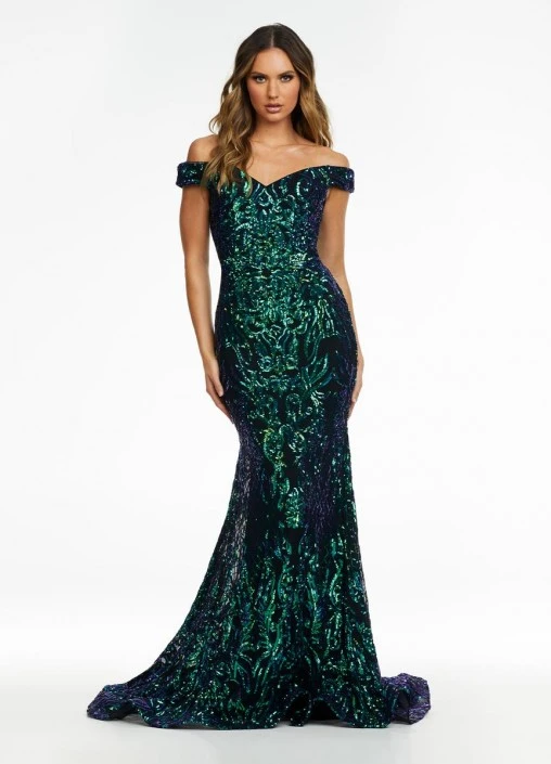 Ashley Lauren 11112 Off Shoulder Stretch Sequin Gown 5 Ashley Lauren 11112 Off Shoulder Stretch Sequin Gown - Image 3