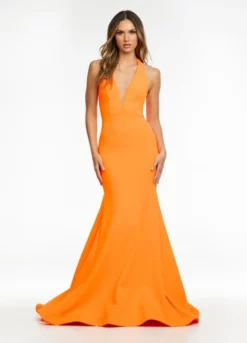 Ashley Lauren 11121 Deep V Halter Prom Dress 9 Ashley Lauren 11121 Deep V Halter Prom Dress -Outlet Prom Dresses Store S22 ASH 11121 03 508x705