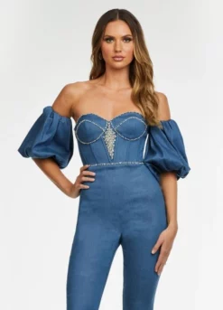 Ashley Lauren 11124 Denim Jumpsuit With Removable Sleeves -Outlet Prom Dresses Store S22 ASH 11124 03 508x705