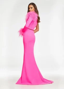 Ashley Lauren 11131 Feather One Long Sleeve Scuba Gown -Outlet Prom Dresses Store S22 ASH 11131 04 508x705