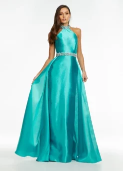 Ashley Lauren 11148 High Neck Halter Gown With Overskirt -Outlet Prom Dresses Store S22 ASH 11148 03 508x705