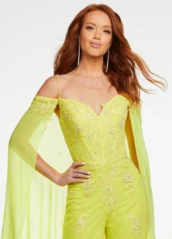 Ashley Lauren 11150 Lace Jumpsuit With Long Cape -Outlet Prom Dresses Store S22 ASH 11150 05 508x705