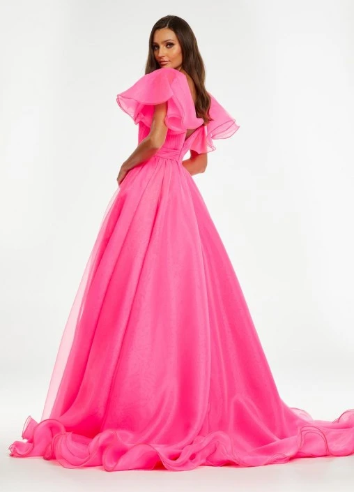 Ashley Lauren 11153 Flutter Sleeve Organza Ball Gown 6 Ashley Lauren 11153 Flutter Sleeve Organza Ball Gown - Image 4
