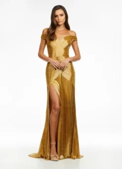 Ashley Lauren 11157 Off Shoulder Liquid Beaded Couture Gown -Outlet Prom Dresses Store S22 ASH 11157 03 508x705