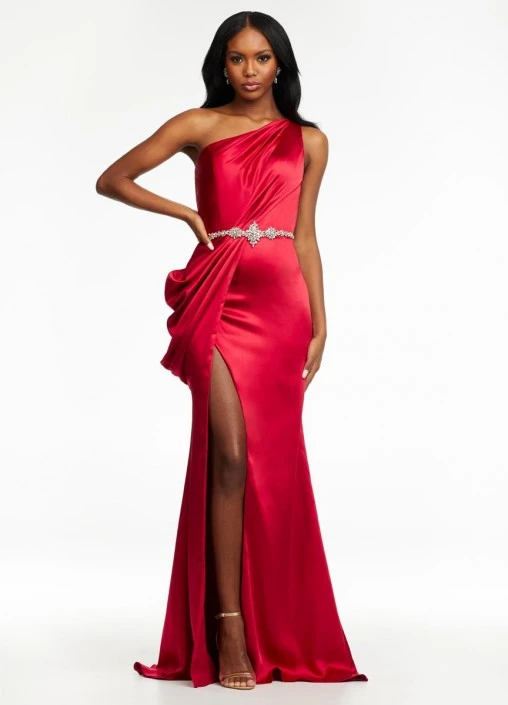 Ashley Lauren 11164 Draped One Shoulder Satin Prom Dress 5 Ashley Lauren 11164 Draped One Shoulder Satin Prom Dress - Image 3