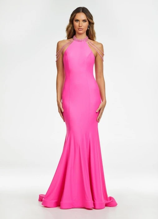 Ashley Lauren 11170 High Halter Draped Sleeve Prom Dress 5 Ashley Lauren 11170 High Halter Draped Sleeve Prom Dress - Image 3