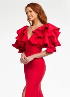 Ashley Lauren 11171 Glamourous Ruffle Sleeve Gown 9 Ashley Lauren 11171 Glamourous Ruffle Sleeve Gown -Outlet Prom Dresses Store S22 ASH 11171 04 508x705