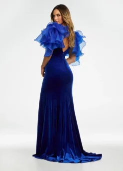 Ashley Lauren 11172 Velvet Organza Ruffle Sleeve Gown 10 Ashley Lauren 11172 Velvet Organza Ruffle Sleeve Gown -Outlet Prom Dresses Store S22 ASH 11172 04 508x705