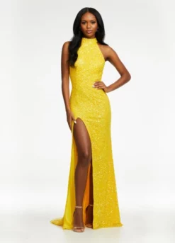Ashley Lauren 11174 High Neck Halter Sequin Gown -Outlet Prom Dresses Store S22 ASH 11174 03 508x705