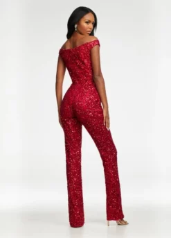 Ashley Lauren 11175 Off Shoulder Sequin Jumpsuit -Outlet Prom Dresses Store S22 ASH 11175 02 508x705