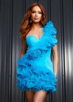 Ashley Lauren 4482 Short Ruffle One Shoulder Prom Dress 11 Ashley Lauren 4482 Short Ruffle One Shoulder Prom Dress -Outlet Prom Dresses Store S22 ASH 4482 05 508x705