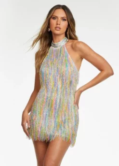 Ashley Lauren 4486 Rainbow Fringe Short Dress -Outlet Prom Dresses Store S22 ASH 4486 03 508x705