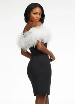 Ashley Lauren 4490 Feather Off Shoulder Cocktail Dress -Outlet Prom Dresses Store S22 ASH 4490 04 508x705