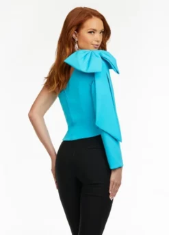 Ashley Lauren 9004 One Long Sleeve Bow Top -Outlet Prom Dresses Store S22 ASH 9004 02 508x705