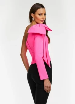 Ashley Lauren 9004 One Long Sleeve Bow Top -Outlet Prom Dresses Store S22 ASH 9004 04 508x705