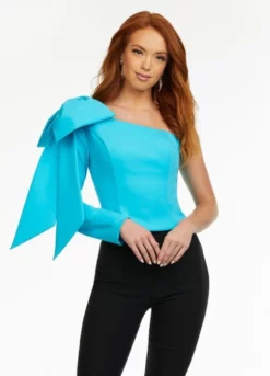 Ashley Lauren 9004 One Long Sleeve Bow Top -Outlet Prom Dresses Store S22 ASH 9004 05 508x705