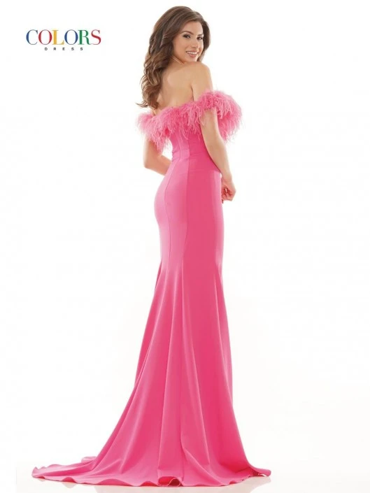 Colors Dress 2663 Ostrich Feather Off Shoulder Gown 4 Colors Dress 2663 Ostrich Feather Off Shoulder Gown - Image 2