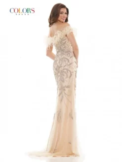 Colors Dress 2720 Ostrich Feather Off Shoulder Gown -Outlet Prom Dresses Store S22 CD 2720 02 529x705