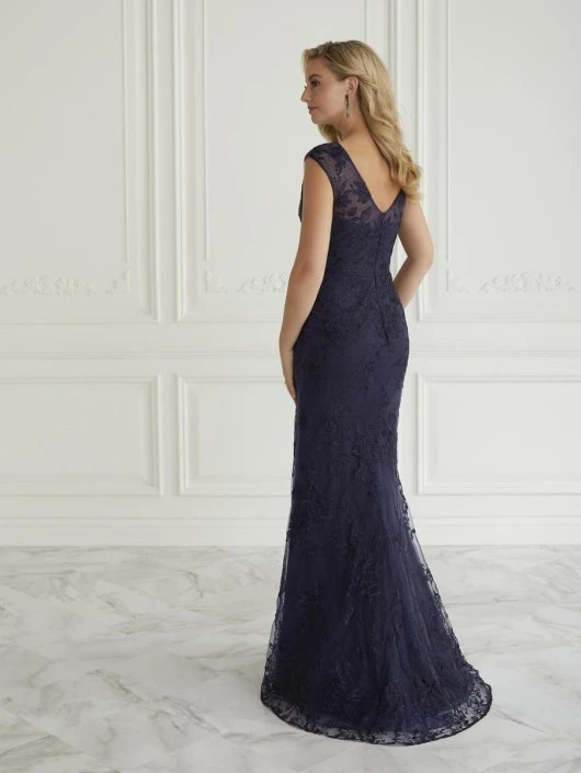 Size 18 Navy Christina Wu Elegance 17081 Alluring Lace Gown 4 Size 18 Navy Christina Wu Elegance 17081 Alluring Lace Gown - Image 2