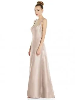 Alfred Sung D826 Square Neck Slit Bridesmaid Dress 7 Alfred Sung D826 Square Neck Slit Bridesmaid Dress -Outlet Prom Dresses Store S22 DAS D826 03 529x705