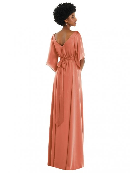 Dessy Collection 3102 Bell Sleeve Maxi Bridesmaid Dress 4 Dessy Collection 3102 Bell Sleeve Maxi Bridesmaid Dress - Image 2