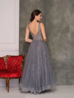 Dave And Johnny 10161 Beautiful Gunmetal Prom Dress -Outlet Prom Dresses Store S22 DJ 10161 02 529x705