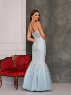 Dave And Johnny 10253 Floral Accent Mermaid Dress -Outlet Prom Dresses Store S22 DJ 10253 02 529x705