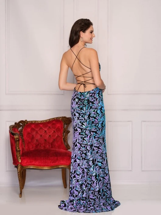 Dave And Johnny 10285 Floral Sequin Prom Dress 4 Dave And Johnny 10285 Floral Sequin Prom Dress - Image 2