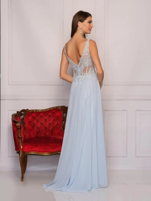 Dave And Johnny 10531 Sheer Embroidered Top Gown 4 Dave And Johnny 10531 Sheer Embroidered Top Gown - Image 2