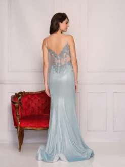 Dave And Johnny 10605 Sheer Embroidered Corset Gown -Outlet Prom Dresses Store S22 DJ 10605 02 529x705