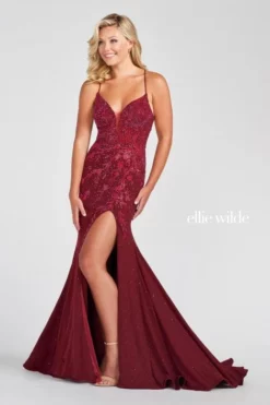 Ellie Wilde By Mon Cheri Ellie Wilde EW122028 Sparkle High Slit Prom Dress -Outlet Prom Dresses Store S22 EW EW122028 05 470x705