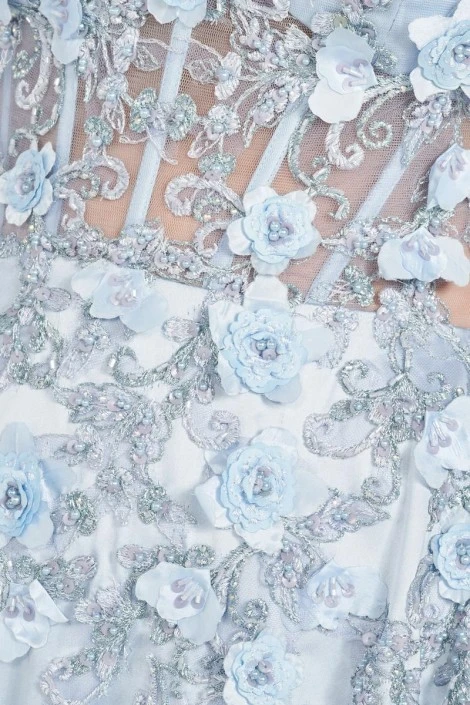 Ellie Wilde By Mon Cheri Ellie Wilde EW122038 Sheer 3D Floral Prom Dress 7 Ellie Wilde By Mon Cheri Ellie Wilde EW122038 Sheer 3D Floral Prom Dress - Image 5