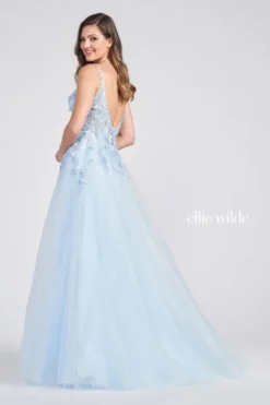 Ellie Wilde By Mon Cheri Ellie Wilde EW122057 Sheer 3D Flower Prom Dress -Outlet Prom Dresses Store S22 EW EW122057 02 470x705
