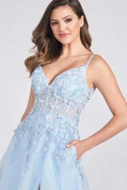 Ellie Wilde By Mon Cheri Ellie Wilde EW122057 Sheer 3D Flower Prom Dress -Outlet Prom Dresses Store S22 EW EW122057 03 470x705