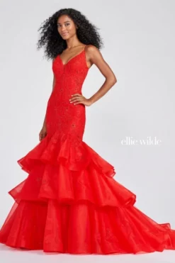 Ellie Wilde By Mon Cheri Ellie Wilde EW122085 Tiered Ruffle Mermaid Dress -Outlet Prom Dresses Store S22 EW EW122085 05 470x705
