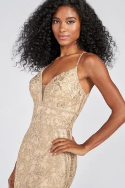 Ellie Wilde By Mon Cheri Ellie Wilde EW122095 Metallic Lace Prom Dress -Outlet Prom Dresses Store S22 EW EW122095 03 470x705