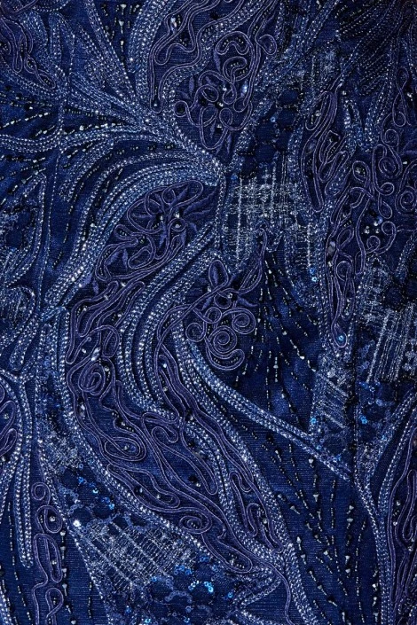 Ivonne D For Mon Cheri Size 12 Navy Blue Ivonne D 122D64 Puff Sleeve Mermaid Mothers Gown 6 Ivonne D For Mon Cheri Size 12 Navy Blue Ivonne D 122D64 Puff Sleeve Mermaid Mothers Gown - Image 4