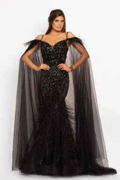 Johnathan Kayne 2173 Gown With Feathers Shoulder Cape 9 Johnathan Kayne 2173 Gown With Feathers Shoulder Cape -Outlet Prom Dresses Store S22 JK 2173 03 470x705