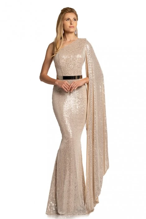 Johnathan Kayne 2190 One Shoulder Sequin Gown With Drape 5 Johnathan Kayne 2190 One Shoulder Sequin Gown With Drape - Image 3