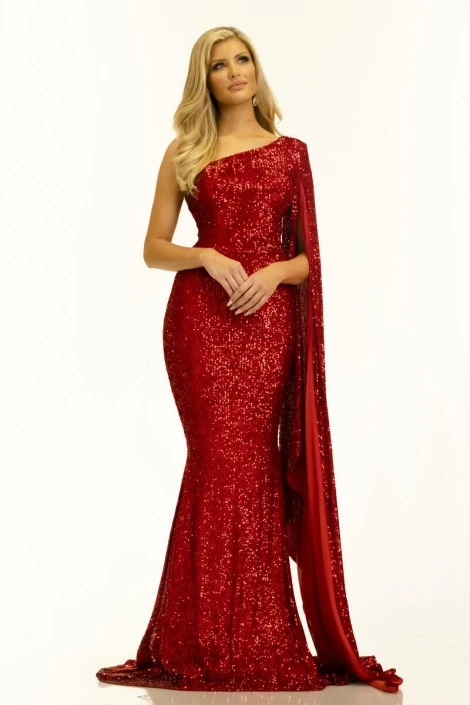 Johnathan Kayne 2190 One Shoulder Sequin Gown With Drape 7 Johnathan Kayne 2190 One Shoulder Sequin Gown With Drape - Image 5