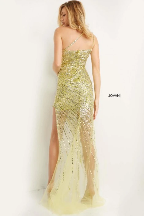 Jovani 05647 Sheer Sequin One Shoulder Gown 4 Jovani 05647 Sheer Sequin One Shoulder Gown - Image 2