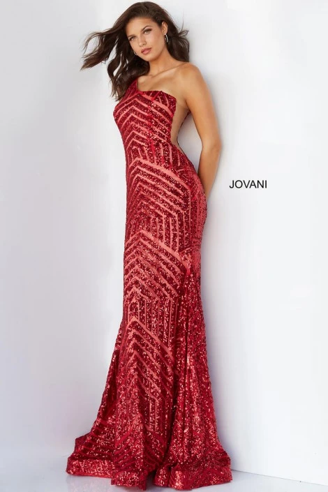 Jovani 06017 One Shoulder Geometric Sequin Gown 5 Jovani 06017 One Shoulder Geometric Sequin Gown - Image 3