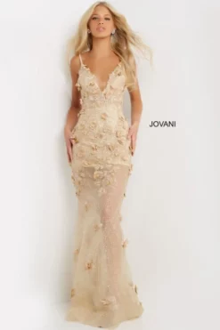 Jovani 06648 Floral 3D Sheer Gown 7 Jovani 06648 Floral 3D Sheer Gown -Outlet Prom Dresses Store S22 JV 06648 03 470x705