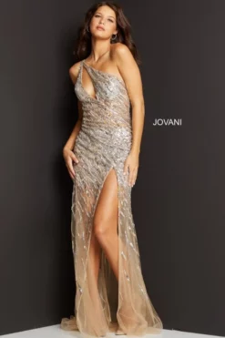 Jovani 07185 Sheer Sequin One Shoulder Cutout Gown 7 Jovani 07185 Sheer Sequin One Shoulder Cutout Gown -Outlet Prom Dresses Store S22 JV 07185 03 470x705