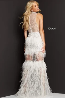Jovani 07317 Unique Sheer Beaded Feather Gown -Outlet Prom Dresses Store S22 JV 07317 02 470x705