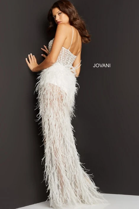 Jovani 07591 Sheer Gown With Feather Skirt 4 Jovani 07591 Sheer Gown With Feather Skirt - Image 2