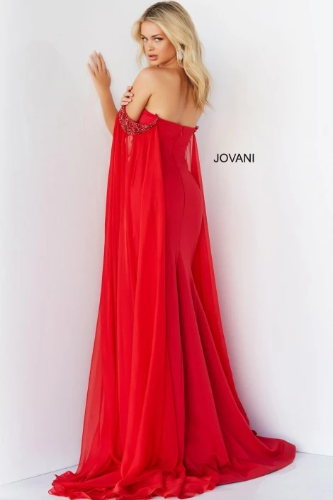 Jovani 07652 Off Shoulder Gown With Long Arm Capes 4 Jovani 07652 Off Shoulder Gown With Long Arm Capes - Image 2