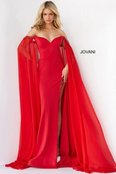 Jovani 07652 Off Shoulder Gown With Long Arm Capes 5 Jovani 07652 Off Shoulder Gown With Long Arm Capes - Image 3